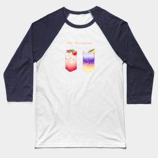 Vacation Gradient Fruit Drink Illustration 漸層飲料插畫 (Colored Pencil 色鉛筆) Baseball T-Shirt